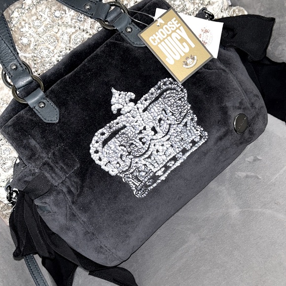 Vintage Rare Juicy Couture Daydreamer handbag black velvet and leather - Picture 6 of 17